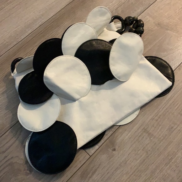 Abstract Circle Black - White Leather Purse - Picture 6 of 7